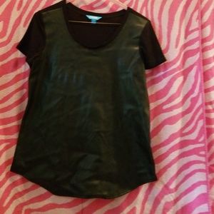 New Black Top Faux Leather Front
